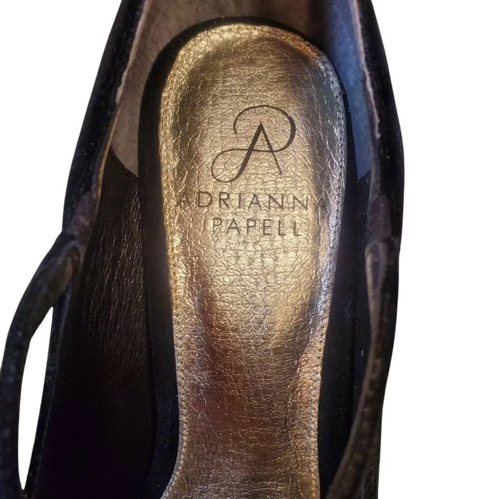 Adrianna Papell Women's Embellished Black Velvet Platform Leather Sole Heel Stil